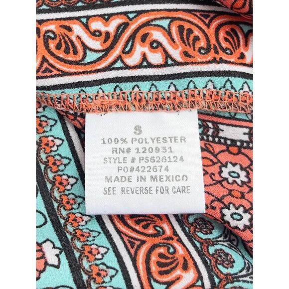 Pink Rose Sleeveless Boho Print Blouse with Keyhole Back – Size Small - Picture 8 of 10